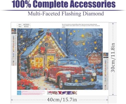 WNPOKN Christmas Red Truck Diamond Art Kits for Adults 16 x 12 inch