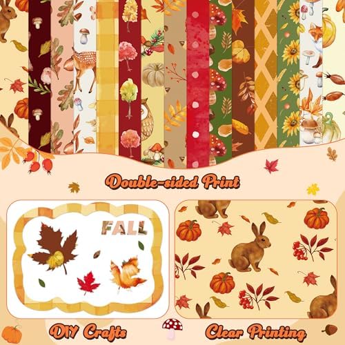 Haooryx Fall Watercolor Patterned Papers, 60 Sheets 11 Inch Animal Print