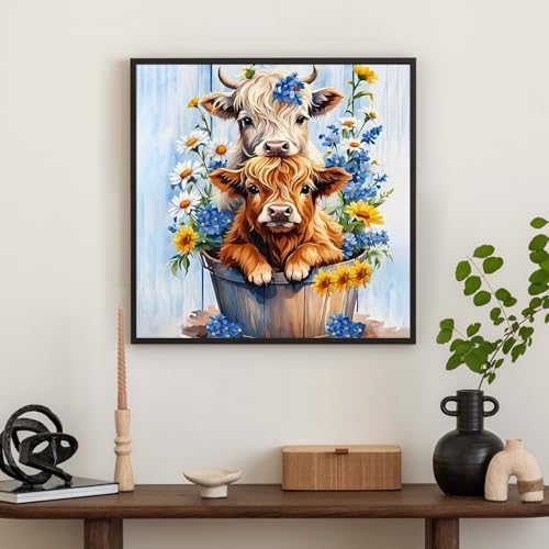 Diamond Art Kits for Adults & Beginners, Highland Cow Diamond Painting Kit