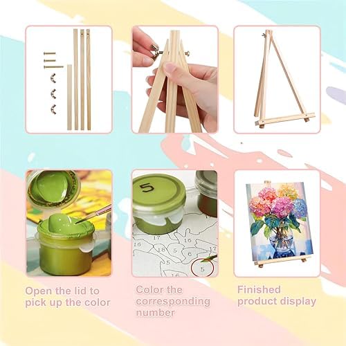 Hydrangea Paint by Numbers for Adults with Framed Canvas - Wooden Easel