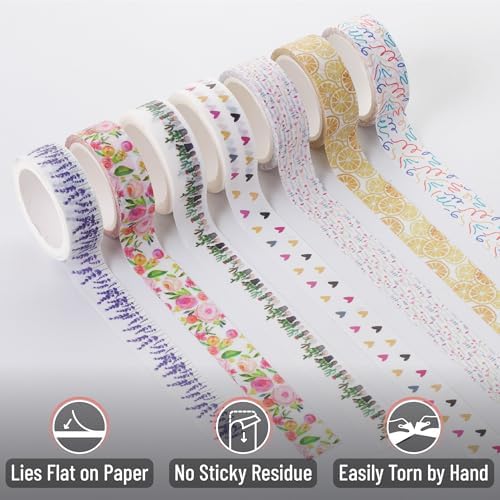 Mr. Pen- Washi Tape Set, 21 Rolls, Assorted Sizes, Floral | 5 Yards/Roll, Washi Tape for Scrapbook, Arts, Crafts, Journals and Planners