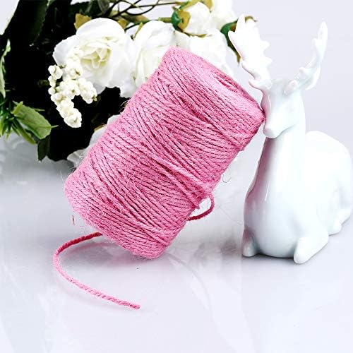 KINGLAKE Pink Jute Twine, 328 Feet, 2mm, Light, Twisted, Perfect for Arts, Crafts, Weddings, Christmas, Valentines Day Gifts