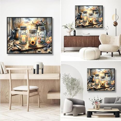 xackcme Faith, Hope, Love Paint by Numbers for Adults with Framed Canvas