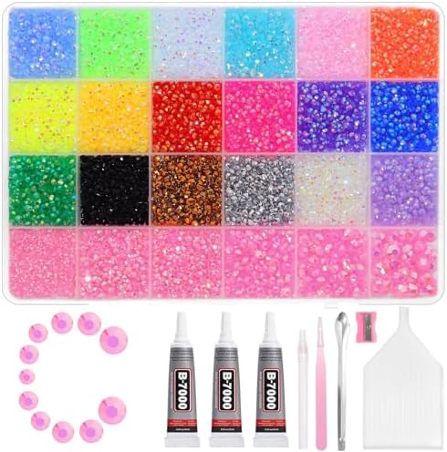 28000Pcs Color Rhinestones Bedazzling Kit, Dark Pink Resin Gems for Crafts