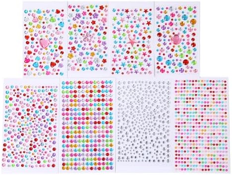 Gem Stickers for Crafting, Face, Eye, and Body Makeup, DIY Decoration, Kids' Rewards (Gem Stickers A 8 Sheets)