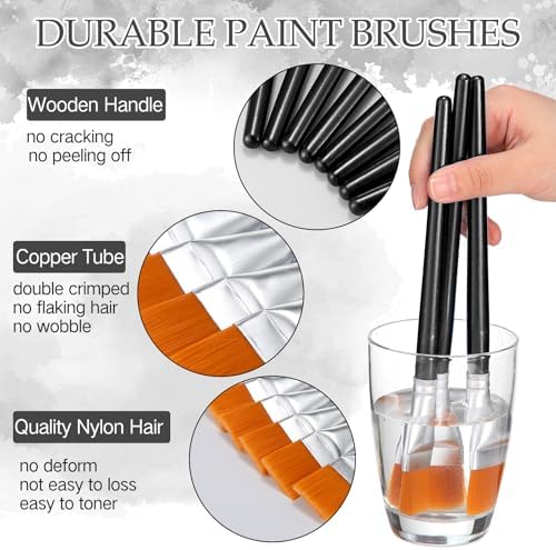 Crtiin 60 Bulk 1 Inch Flat Paint Brushes for Acrylic Painting Large(Black)