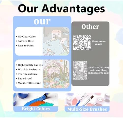 4 Pack Animals Framed Paint by Numbers Kit for Adults, 10x12 inch