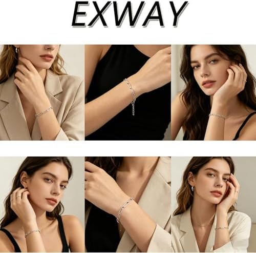 Exway 20 Pcs Paperclip Charm Bracelets Chain 6.5 Inch Stainless Steel Gold and Sliver Chain Bracelets Kit with Lobster Clasps for Crafts DIY Women Jewelry Making