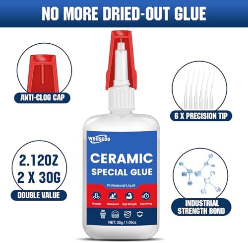 Ceramic Glue 2 X 30g, Waterproof & High-Strength Instant Adhesive