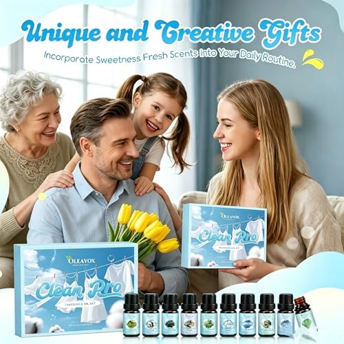 Clean Fragrance Oils Set for Diffuser, Essential Oils for Laundry