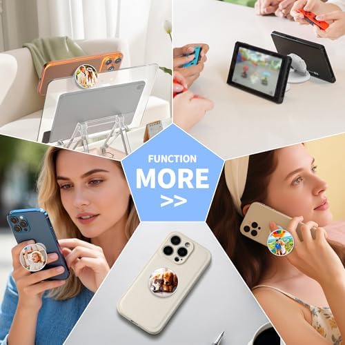 AOUXSEEM 20 Sets Phone Grip Sublimation Blanks, DIY Pop Socket Finger Ring Kickstand Accessories, PVC Material Vibrant Colors for Heat Press Project(White)