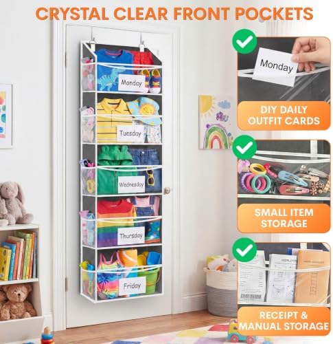 Ofiray-home 5Tiers Over Door Organizer, Weekly Clothes Organizer for Kids