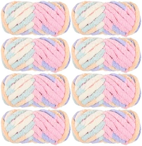 Chunky Yarn for Hand Knitting, No7 Thick Yarn, 240Grams 32Yards, Pack of 8, Perfect for Knitters and Crafters (Marshmallow)
