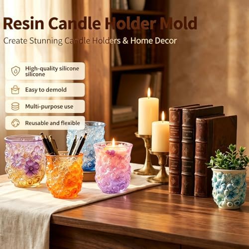 3D Floral Relief Silicone Mold for Epoxy Resin Casting Containers
