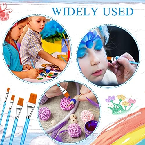 Crtiin Multiple Sizes 60 Pcs Flat Paint Brushes for Acrylic Painting (Blue)