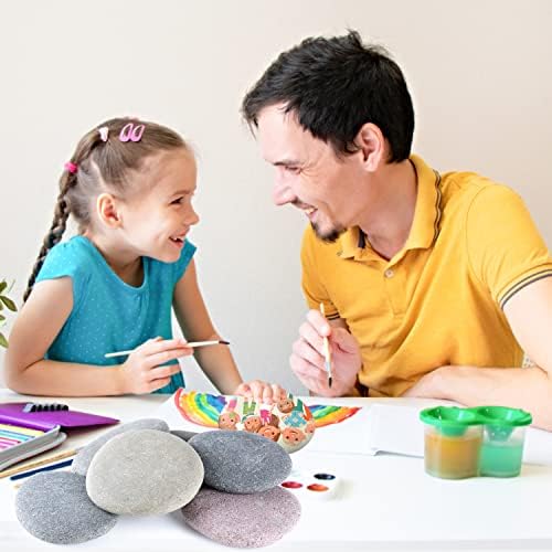 River Rocks for Painting 6 Pcs Extra Large 4.5"-6" Inch Flat Smooth Painting Stones Craft Rock to Paint for Kids Crafts Painting Bulk