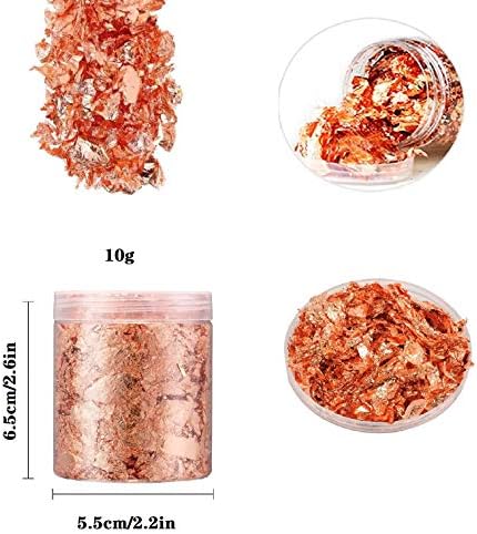 Rose Gold Schabin Flakes, 10g Copper Metallic Foil Flakes ，for Nail Art, Painting, Crafts, Slime and Resin Jewelry Making ， DIY Crafts，Resin Jewelry Making ﻿