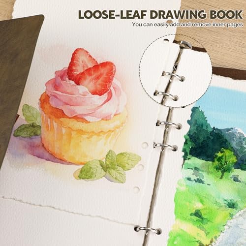 Vintage Watercolor Sketchbook, 140 Lb Cold Press Deckle Edge, 6.3 x 9 in
