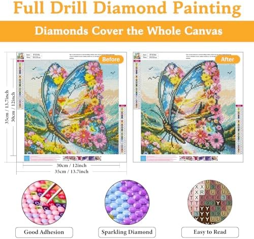 Diamond Art Kits for Adults & Beginners, Butterfly Diamond Painting Kit