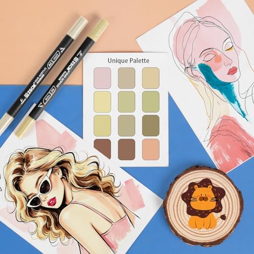 ZSCM 12 Skin Tone Acrylic Paint Markers, Dual Fine & Brush Tip Acrylic Pen