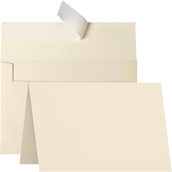 Goefun Folded Cream Blank Cards and Envelopes 4x6, 100 Pack