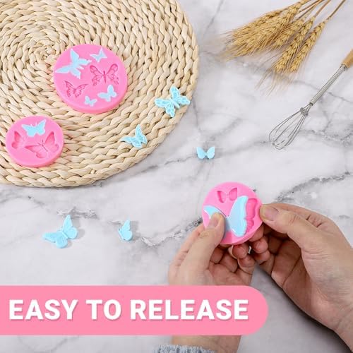 Beasea Silicone Molds, 6pcs Mini Butterfly Silicone Candy Fondant Chocolate Mold Mat Clay Tray Small Cake Decoration Sugar Cupcake Topper Handmade Craft
