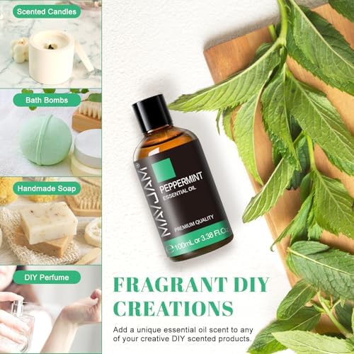MAYJAM Peppermint Essential Oil for Diffuser Skin Hair Care, 3.38FL.OZ