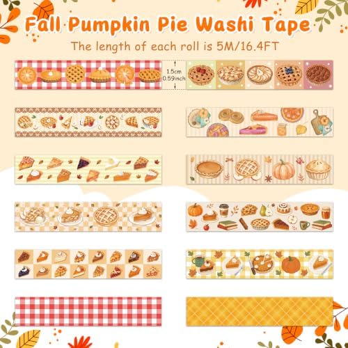 12 Rolls Autumn Bakery Designs Washi Tape for Baking Recipe Books