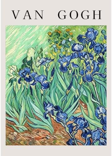VeGuude Diamond Art Kits for Adults, Full Drill Van Gogh Irises Diamond Painting Kits for Beginners, DIY Full Rhinestone 5D Diamond dots (Gemstone Craft), Home Wall Decoration (12x16 inch)