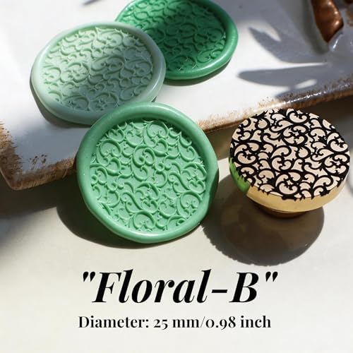 VANGOAL Wax Seal Stamp, Floral Series, 3D Embossed Brass Stamp Head with Wooden Handle, Vintage Sealing Kit for Wedding Invitations, Envelopes, Gift Wrapping, Letters and Crafts (Floral-B)