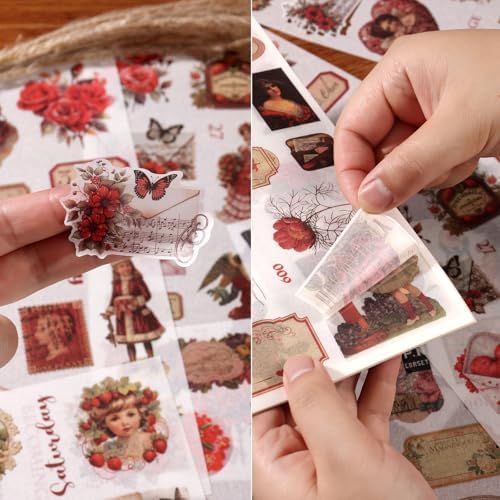 Vintage Ephemera Sticker Book 480 Pre Cut Washi Stickers for Journaling Junk Journal Sticker Book Scrapbooking Supplies Bullet Journal Supplies