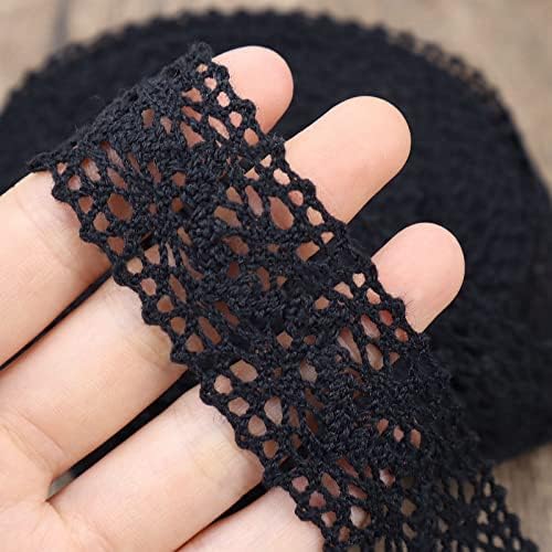Black Lace Ribbon 12 Yards Cotton Sewing Lace Trim Crochet for Crafts, Gift Package Wrapping, Bridal Wedding Decoration, Scrapbooking Supplies