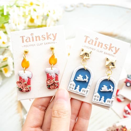 Tainsky Christmas Polymer Clay Cutters, 25 Shapes Winter Holiday Clay Earrings Cutters for Polymer Clay Jewelry