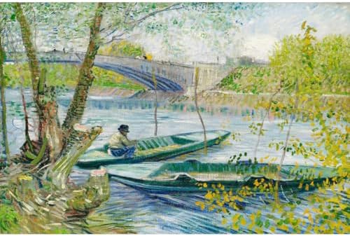 VeGuude Diamond Art Kits for Adults, Full Drill Van Gogh Fishing in Spring-the Pont de Clichy Diamond Painting Kits for Beginners, Home Wall Decoration (16x12 inch)