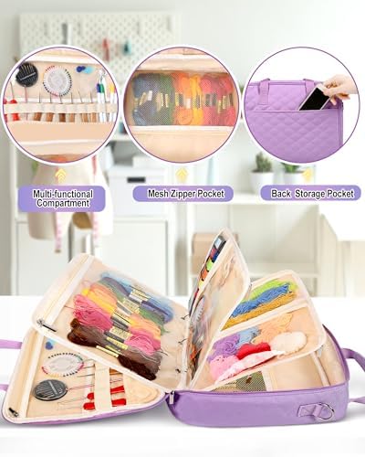 Sewing Supplies Organizer Bag with Removable Binder,Purple