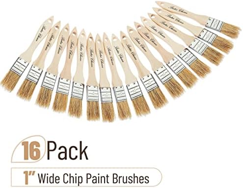 Bates- Chip Paint Brushes, 1 Inch, 16 Pack Natural Bristle Brushes