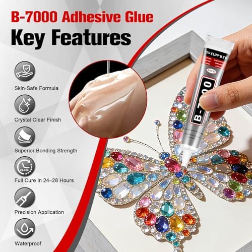 B7000 Bedazzling Glue (10 Pack, 15ml), Clear Rhinestone Jewelry Adhesive | B7000 Glue with Precision Tip for Crafts, Fabric, Clogs & Nail Art