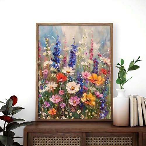Alptiny Wild Flowers Paint by Numbers Kit for Adults Beginner, Colorful Flower Paint by Number Kits on Canvas, DIY Floral Oil Painting Kit for Relaxation & Home Decor, 16x20 Inch