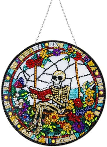 Halloween Skull Hanging Diamond Art Kits for Adults, Pendant Suncatcher