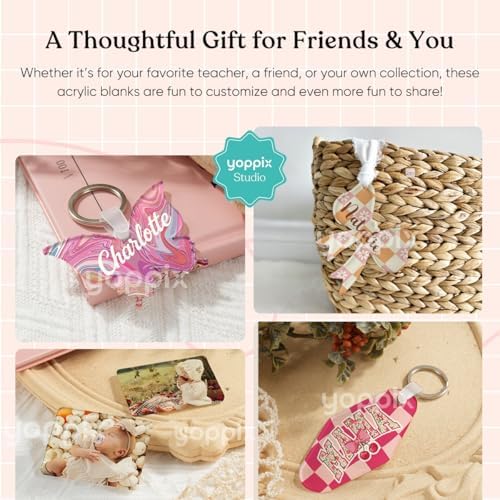 YOPPIX 80 Pcs Sublimation Acrylic Bookmark Blank kit, with 40 Ribbons for Heat Transfer Bookmarks Wedding Table Decorations, Christmas Tree Decor, Reading Lovers DIY Crafts Presents