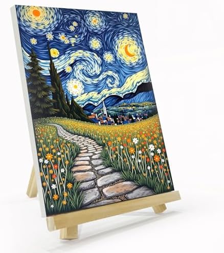 JOOZ Starry Night Framed Paint by Numbers Kit for Adults 8x12 Inch