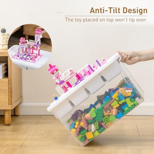 Citylife 32QT 2-Pack Clear Craft Storage Box Buildable Lid Removable Tray