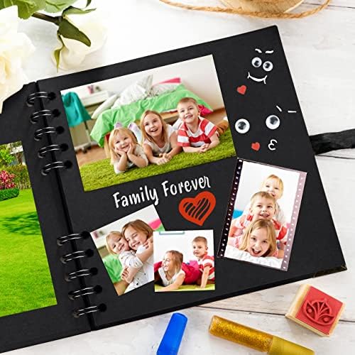 Scrapbook Album, 36 Pages, 7 x 7 Inch, Black Photo Album, Scrap Book | Hardcover with Thick 250 GSM Kraft Paper, Ideal for Your Scrapbooking Albums, Art & Craft Projects (Black, 7 x 7 Inch)