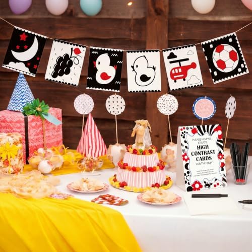 Sinload 56 Pcs Baby Shower DIY High Contrast Card Games, Cute