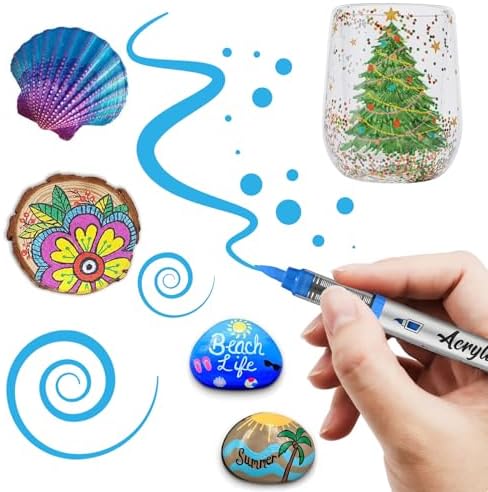 Brown Acrylic Paint Pens,12 Color Paint Pen Markers,Brush Tip Paint Pens for Rock Painting Wood Glass Ceramic Canvas Stone DIY Crafts Making Art Supplies