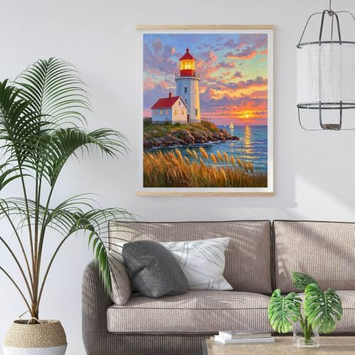 Seaside Lighthouse 5D Diamond Art Kit for Adults Full Drill Canvas