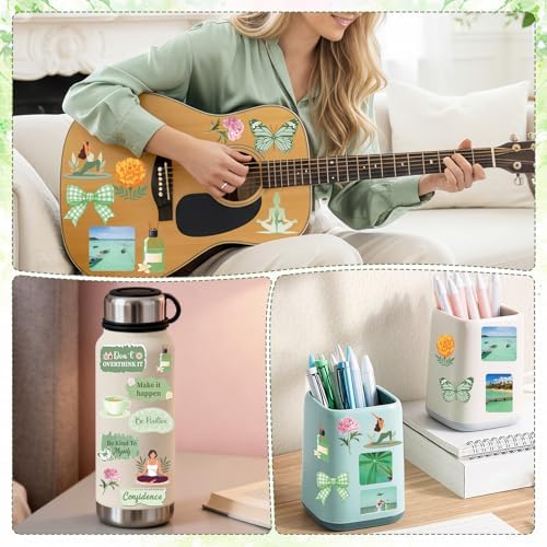 50 Pcs Vision Board Stickers for Women, Positive Affirmation Stickers for Vision Board Supplies Kit, Inspirational Quote Journey Decal Sticker for Adults Teens Planner Accessories (Green)