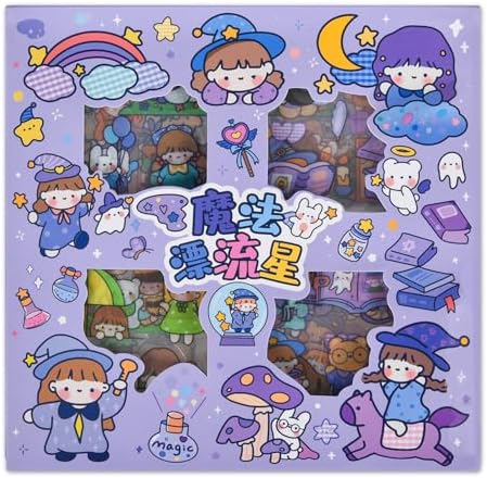 Kawaii Cute Cartoon Bear Stickers - 100 Sheets Bunny Transparent PET Journaling Supplies Calendar Decals Sticker for Scrapbook Collage Planners Arts Crafts Water Bottle Phone Case Kids DIY