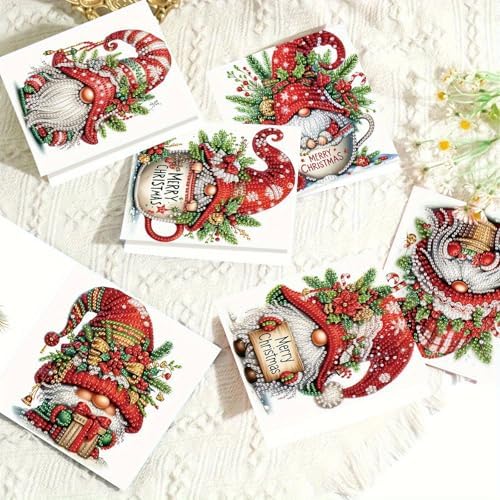 LumiCraft 6 Packs Merry Christmas Diamond Art Painting Greeting Card Kits