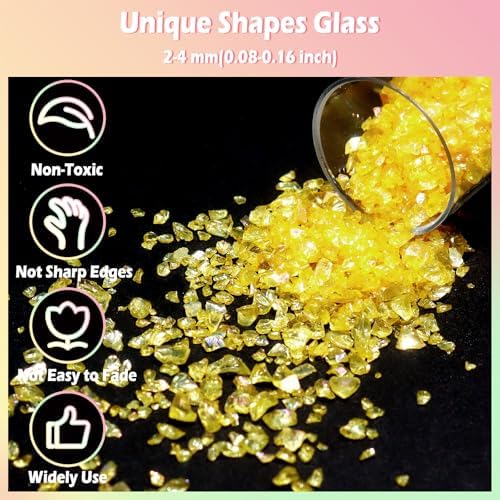 Matio 12 Colors Iridescent Crushed Glass, Irregular Chunky Glitter